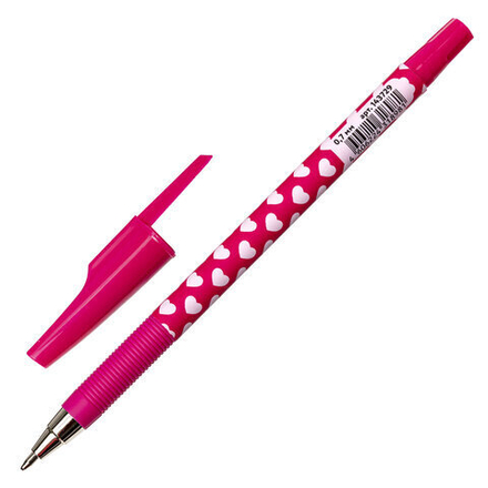 Ручка шариковая ЮНЛАНДИЯ "HEARTS", 1шт, синяя, SOFT TOUCH покрытие, узел 0,7 мм, линия письма 0,35 мм, 143729