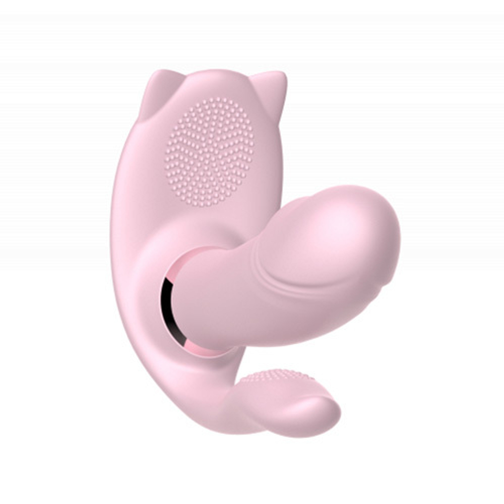 Розовый вагинально-анально-клиторальный стимулятор Secwell Clitoris Anal Stimulation Wearable Mini Vibrator for Women Couple Toys SW1001