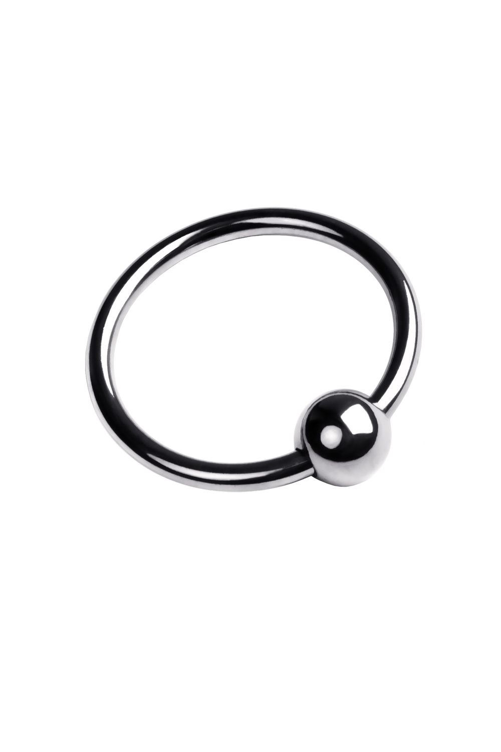 Кольцо на головку пениса с шариком Toyfa Metal серебристое S