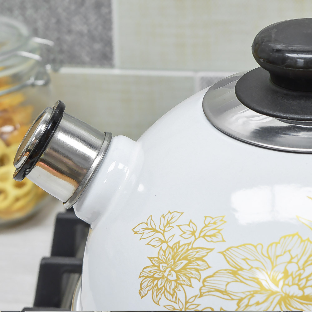 Чайник 3,5л со свистком, консольная ручка, белый "Олимпия"