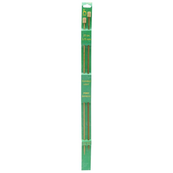 Спицы прямые Pony Bamboo ⌀2.75 мм, 33 см, бамбук, 2 шт, 66804