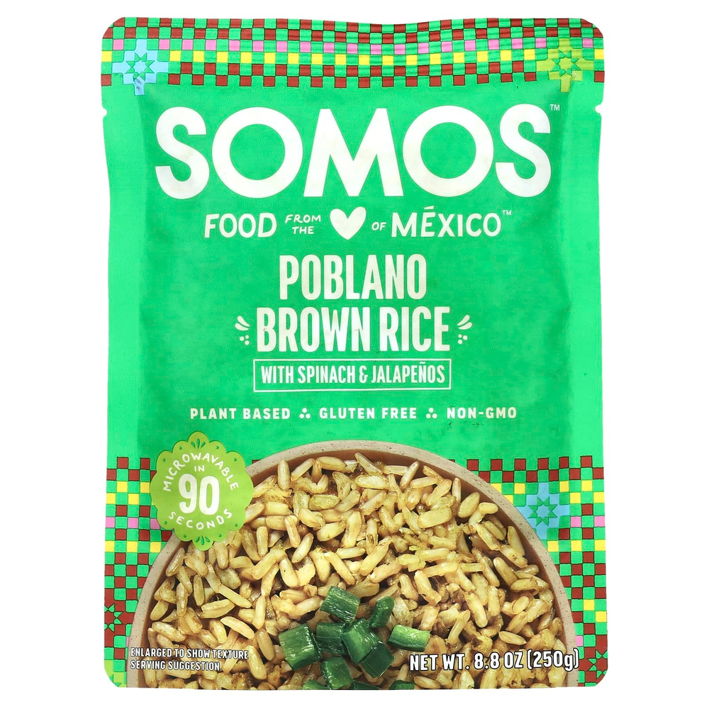 Somos, Коричневый рис поблано со шпинатом и халапеньо, 250 г (8,8 унции)