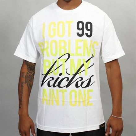Футболка Sneaktip 99 Problems белая с салатовым