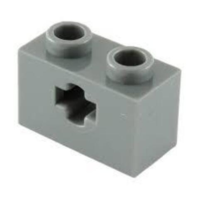 Lego 100шт Кирпич 1x2 с осевым отверстием (темно-серый) 32064 / 4210935 / 6178919