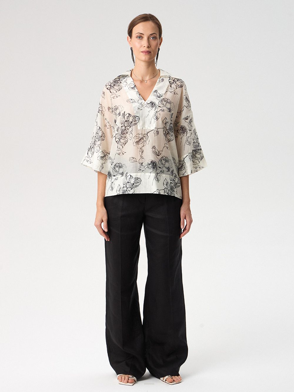 Палаццо на молнии черные лён