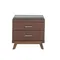 Прикроватная тумбочка 7162/GNS576 из ореха, коричневой экокожи и черного стекла