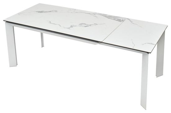Стол CREMONA 140 MATTE STATUARIO Белый мрамор матовый, керамика/ белый каркас