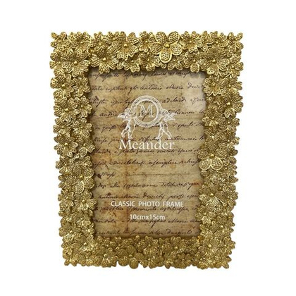Рамка для фото 10х15 см Цветы золотистая