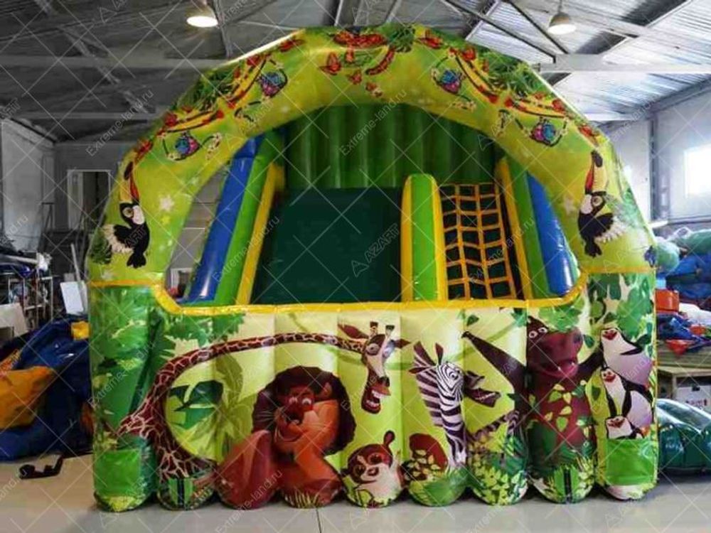 Батут-горка "Тропический рай" с порогом