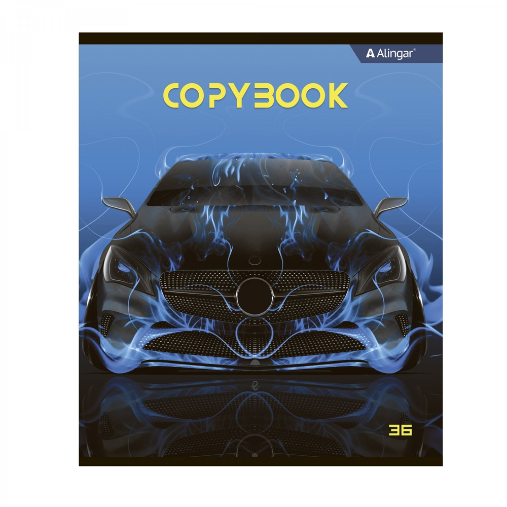 Тетрадь 36 л., А5, клетка, Alingar "Super car", скрепка, офсет, мелованный картон (стандарт), 5 дизайнов в пленке т/у