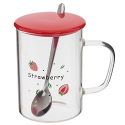 GAEM Кружка с крышкой и ложкой, 450 мл, L12 W8,5 H12 см, 4в.