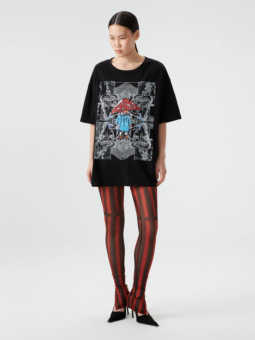 Леггинсы с разрезами из сетки с принтом OLA OLA