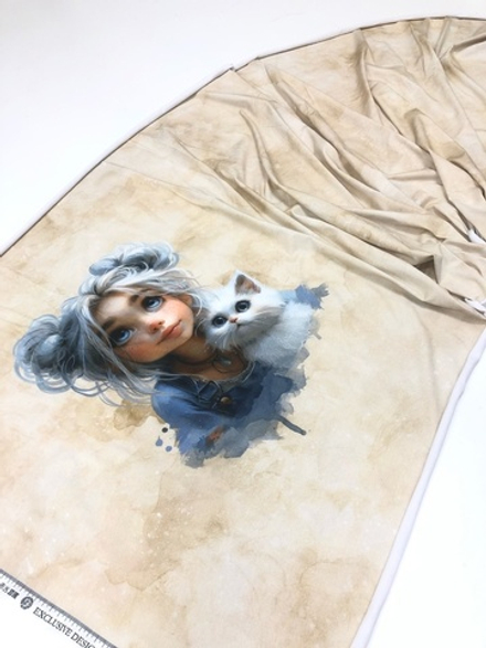 Кулирка с лайкрой Девочка и пушистый друг  Высота 75см