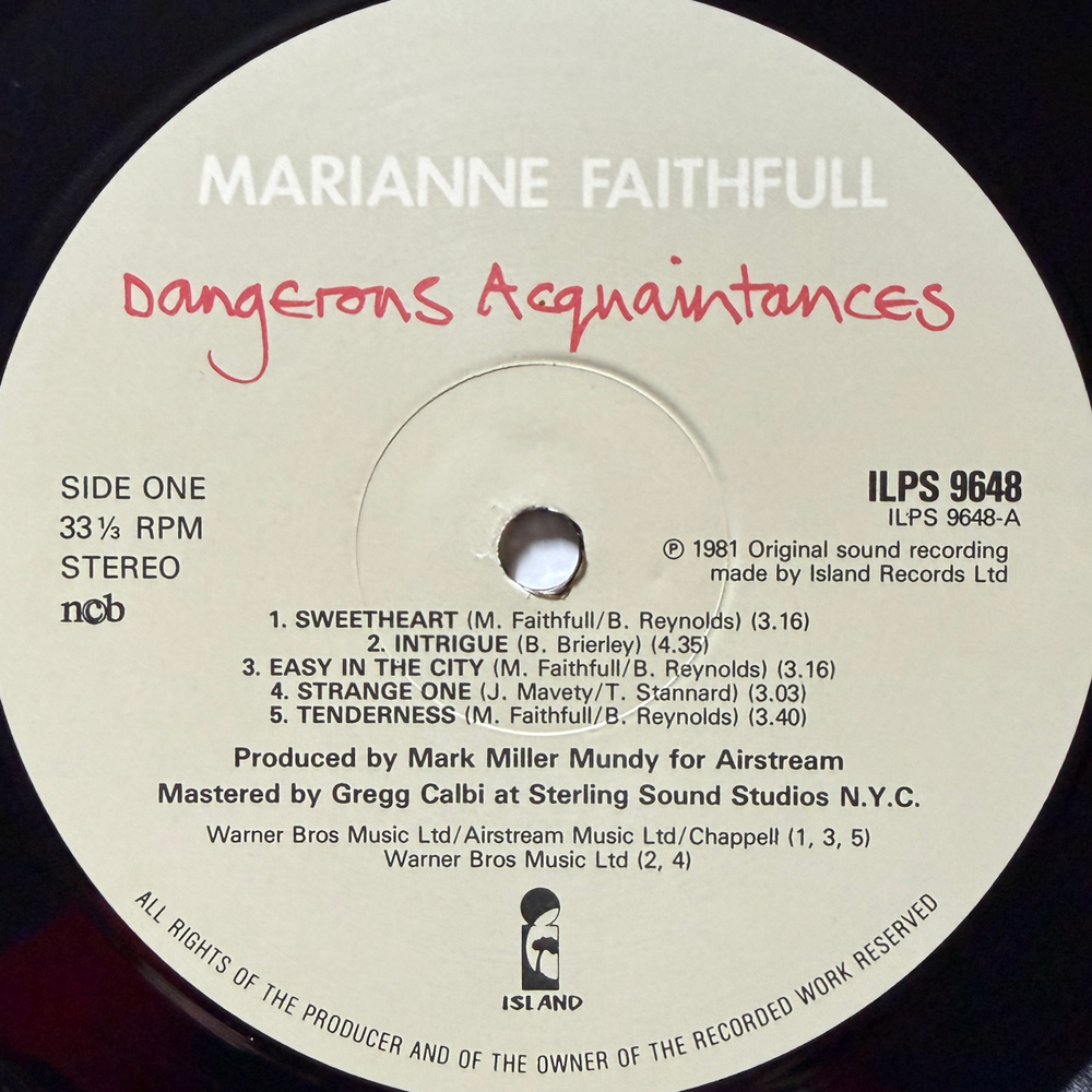 Marianne Faithfull ‎– Dangerous Acquaintances (Скандинавия 1981г.)