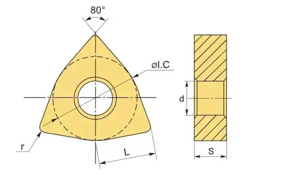 Пластина твердосплавная WNMG080408-MA VP15TF /10 штук /сменная по стали. ANGO-UFA