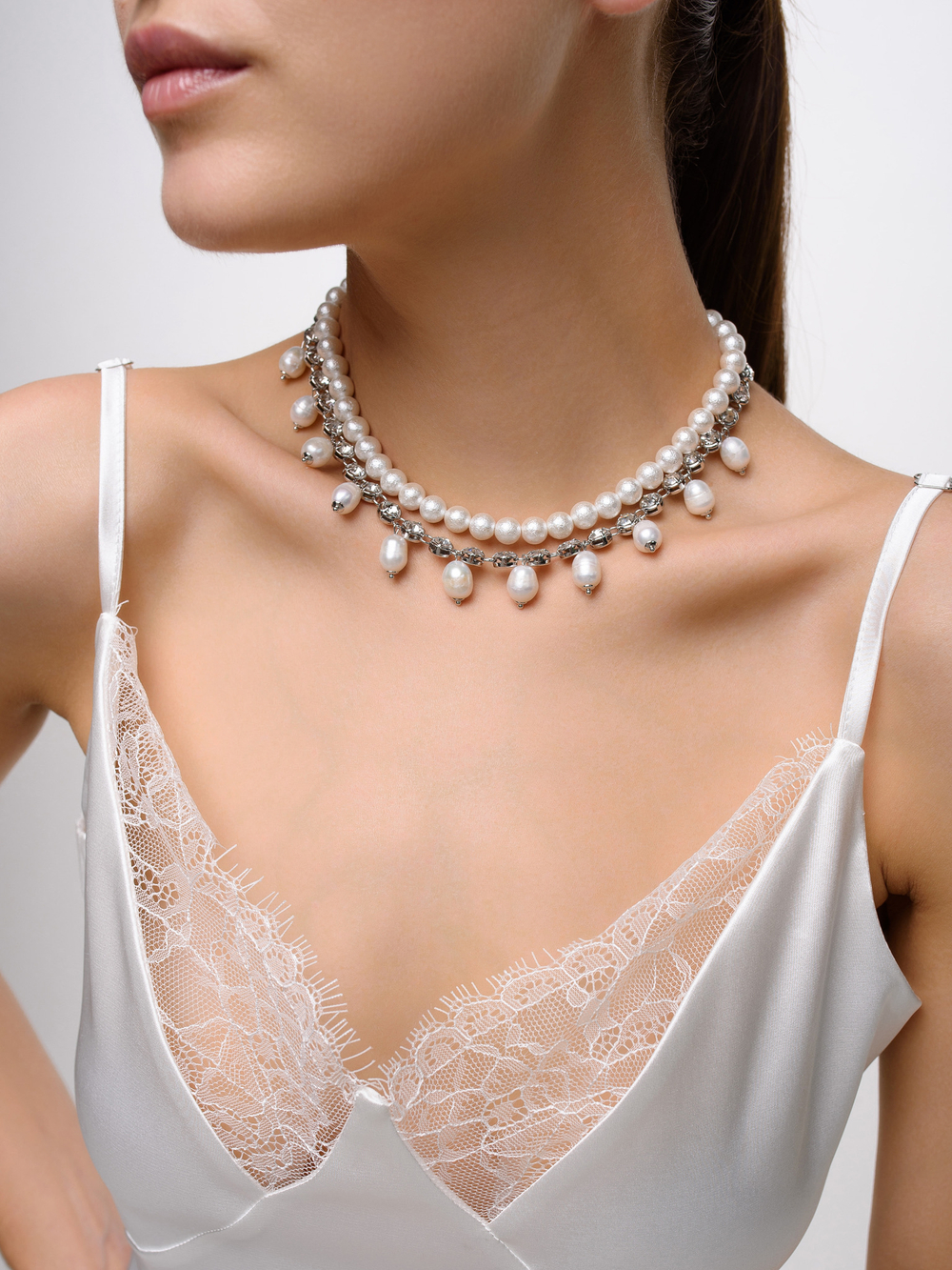 Колье "Rich White" Silver