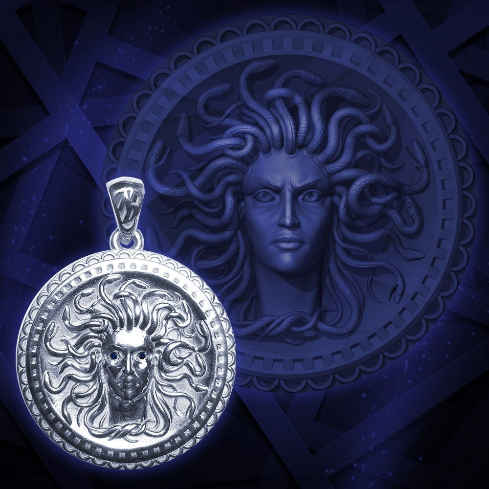Талисман Амулет Горгонейон или Щит Воздаяния серебро ЮРВ-19
