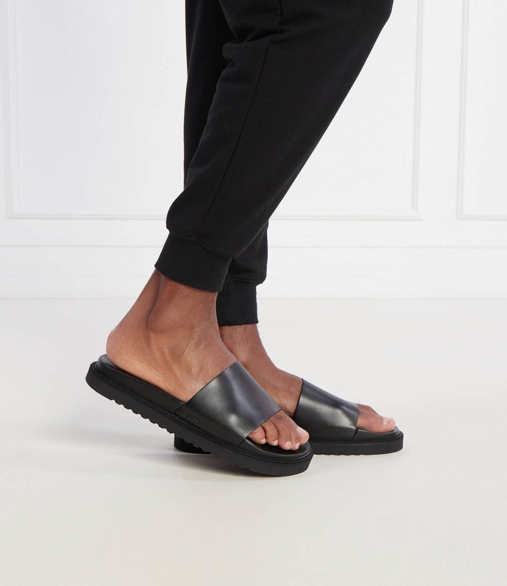 Шлепанцы кожаные cliff_slid_lt BOSS BLACK - черный(50516786)