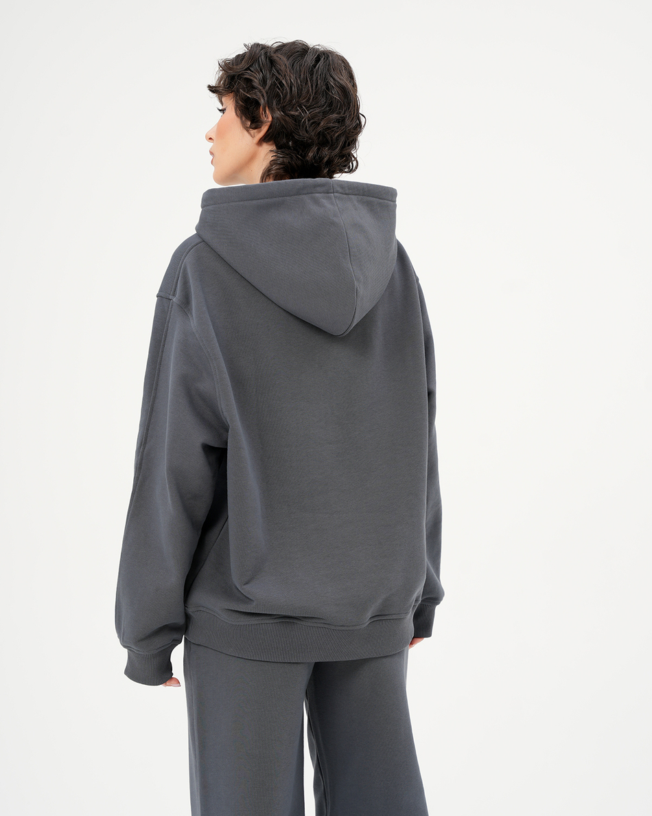 Худи boyfriend из футера с контрастным шнурком