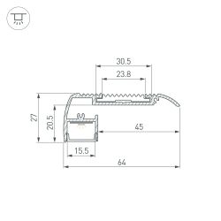 Профиль STAIR-W65-2000 ANOD BLACK (Arlight, Алюминий) 045663