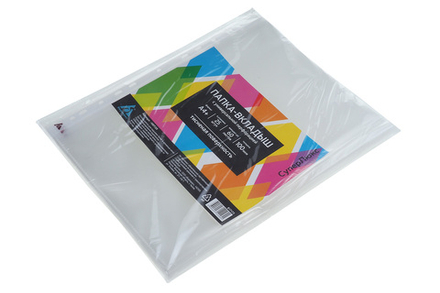 Папка-карман с перфорацией А4+ прозрачная с тиснением 0.1мм СуперЛюкс БЮРОКРАТ 25шт/уп