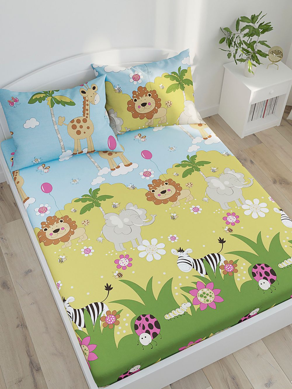 Постельное белье поплин Сказка "Африка" 1,5-сп Наволочка 50х70 см 1 шт Простынь 150x215 смПододеяльник 145x215 см