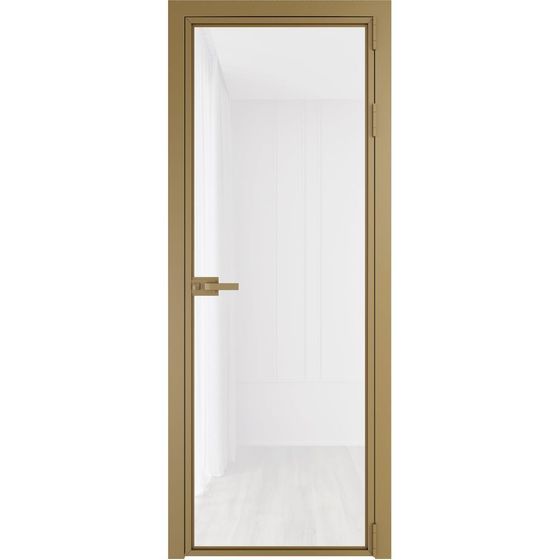 Алюминиевая дверь 1AХ золото стекло белый триплекс