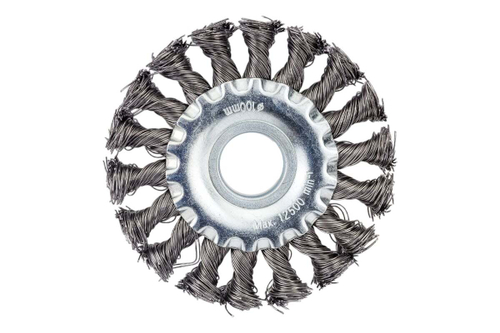 Щетка дисковая для УШМ (жгутированная стальная проволока 0,5 мм, 100 мм) MIRAX 35140-100