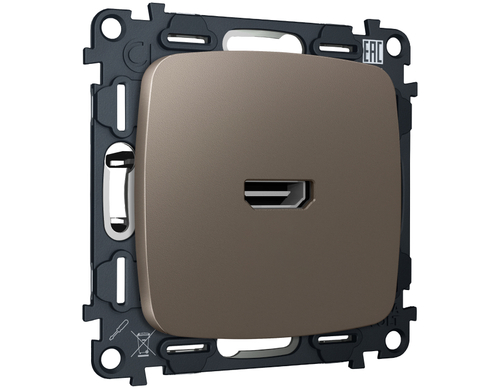 MO644010 Комплект механизма розетки HDMI 2.0 OMEGA Темная бронза матовый 40V/500mA 2.0GHz 5-18Gbit/s QUANT (OP6440, VM222)