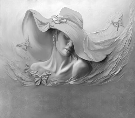 Фотообои Барельеф девушка в шляпе (Ширина 3,1 м)