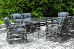 "Цесена" обеденная группа плетеная из искусственного ротанга, цвет графит