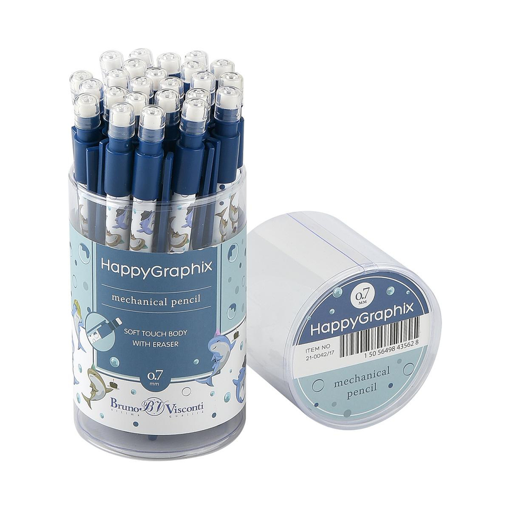 Карандаш механический с ластиком 0,7 мм "HappyGraphix. Акулы" (BrunoVisconti)