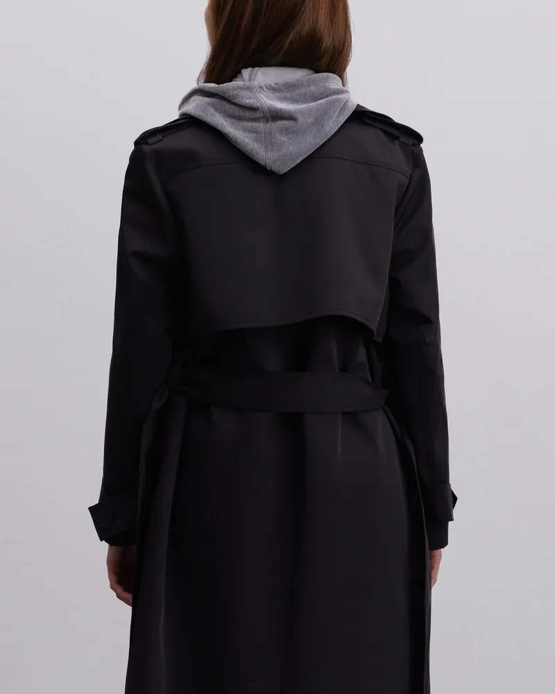 Черный тренч их хлопка с поясом