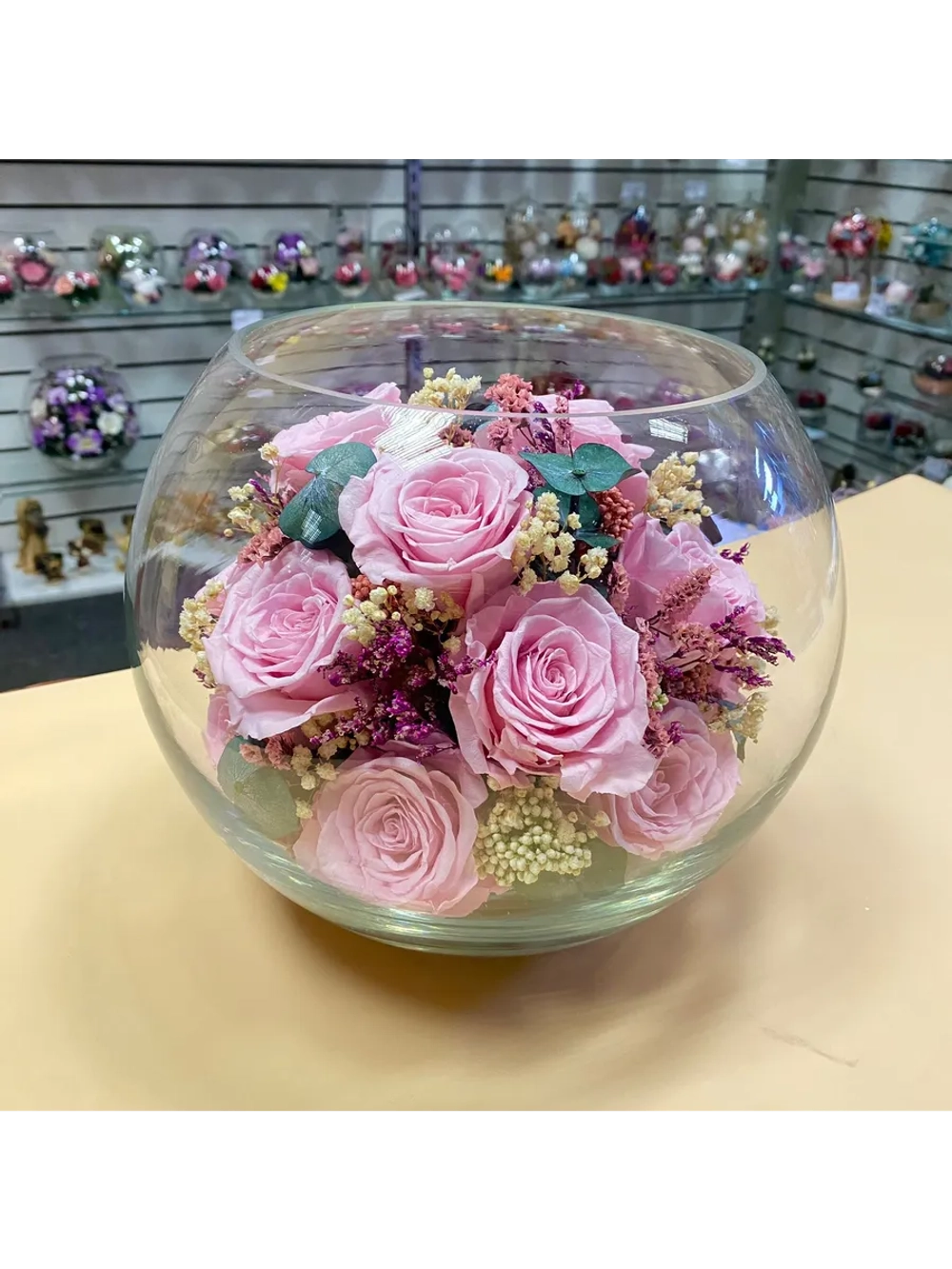 натуральные розы в стекле, вакуум*