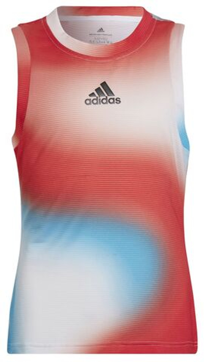 Футболка для девочки теннисная Adidas G Q1 Tank PB - white/vivid red/sky rush