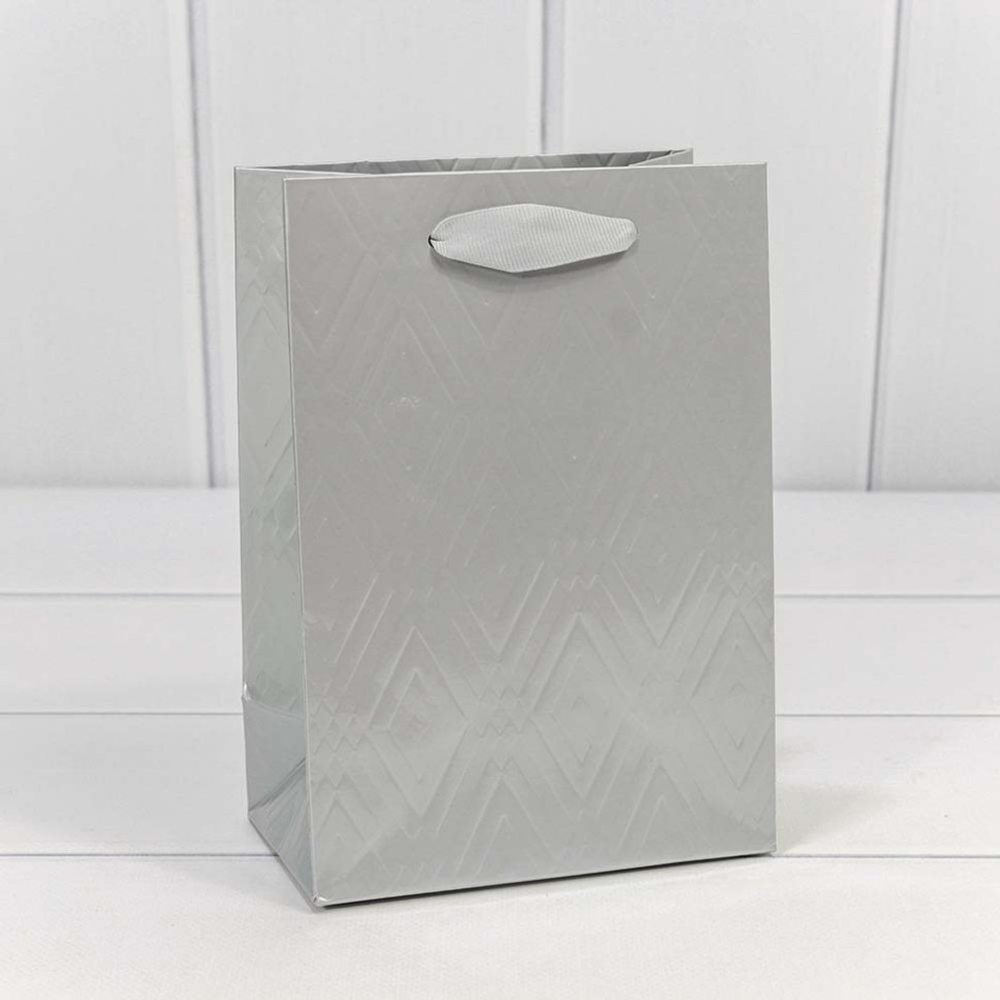 Пакет подарочный 14х20х8см Премиум "Элегант" (Серебряный)