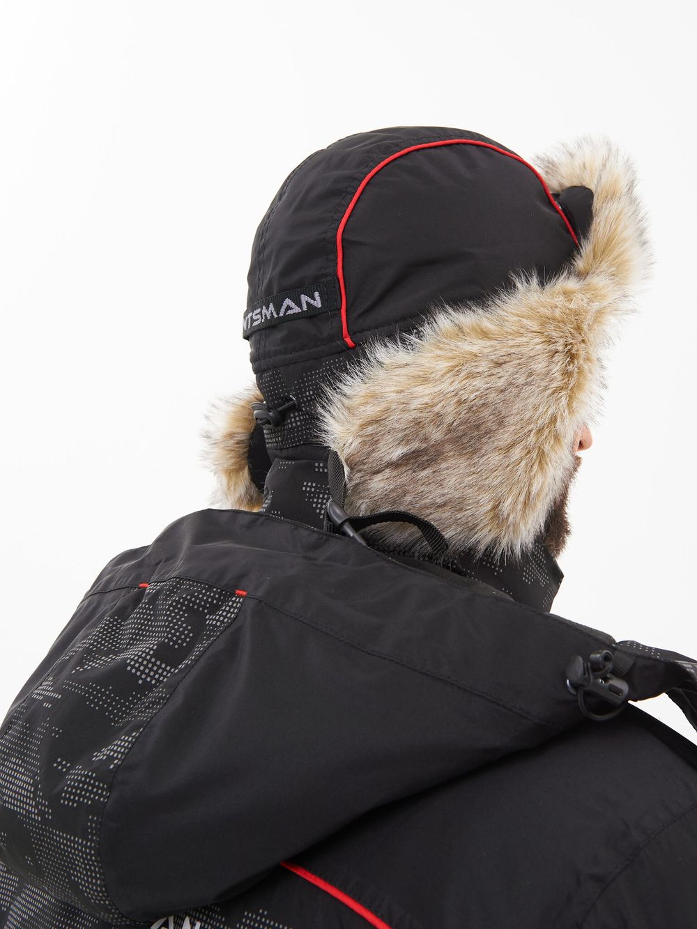 Шапка ушанка зимняя Reflect ткань Reflex Membrane цвет Чёрный иск. мех Волк