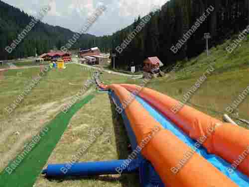 Водная горка с надувным дном, на подкачке ТУРБО "Резвость" с бассейном, 100*2*0.5 м.