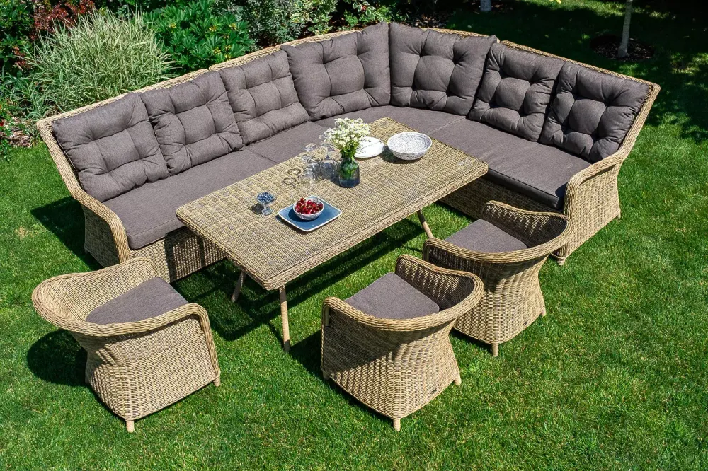 "Бергамо" плетеный центральный модуль дивана, цвет соломенный