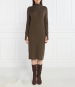 Хлопковое платье EXTRA FINE HIGH-NK Calvin Klein - коричневый(K20K205992)