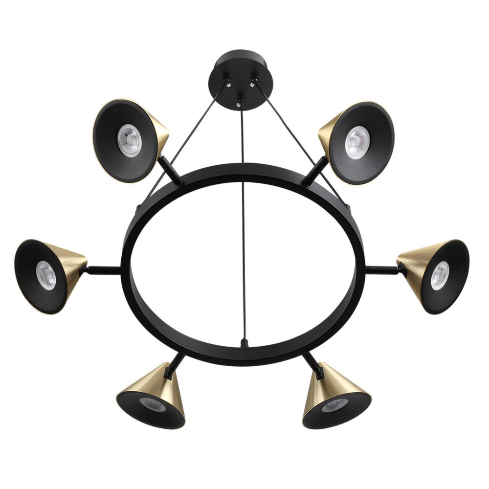 8233/6 COMFI LN25 209 черный/золото, металл Подвесной светильник GU10 LED 6*7W 220V LAMINA