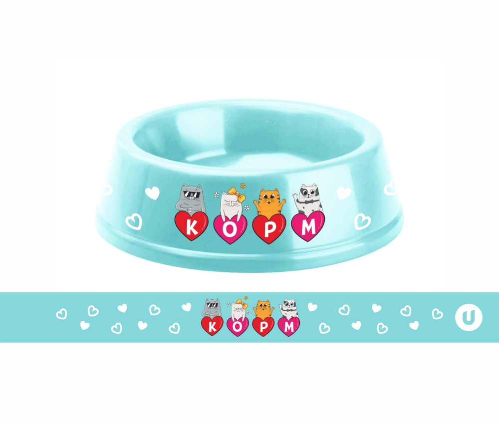 Миска пластиковая «МОЙ БРО - Корм!, цвет мятный 21*6,5см (логотип на миске) 700мл