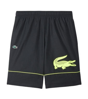 Мужские теннисные шорты Lacoste Printed Diamond Taffeta - black/flashy yellow