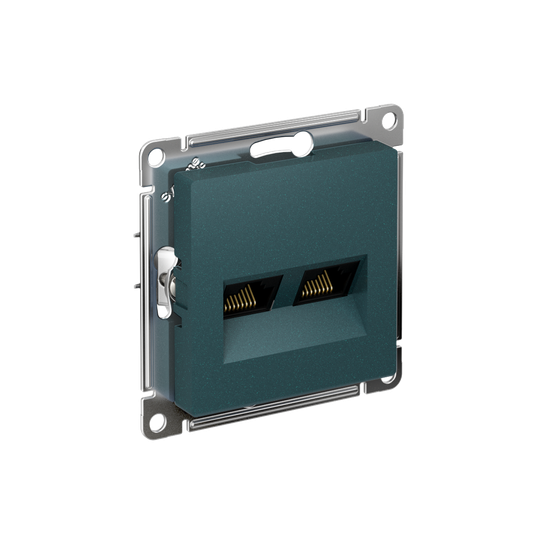 ATLASDESIGN РОЗЕТКА двойная компьютерная RJ45+RJ45 кат. 5e, механизм, ИЗУМРУД