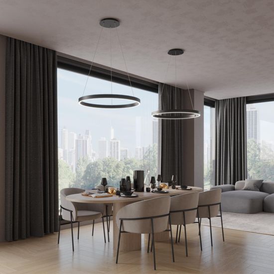 359450 OVER NT24 296 черный Светильник подвесной диммир. со сменой цв.темпер. (пульт ДУ/прилож. Smart Life) IP20 LED 50/12W 85-265V 3000-6000К SOTTO