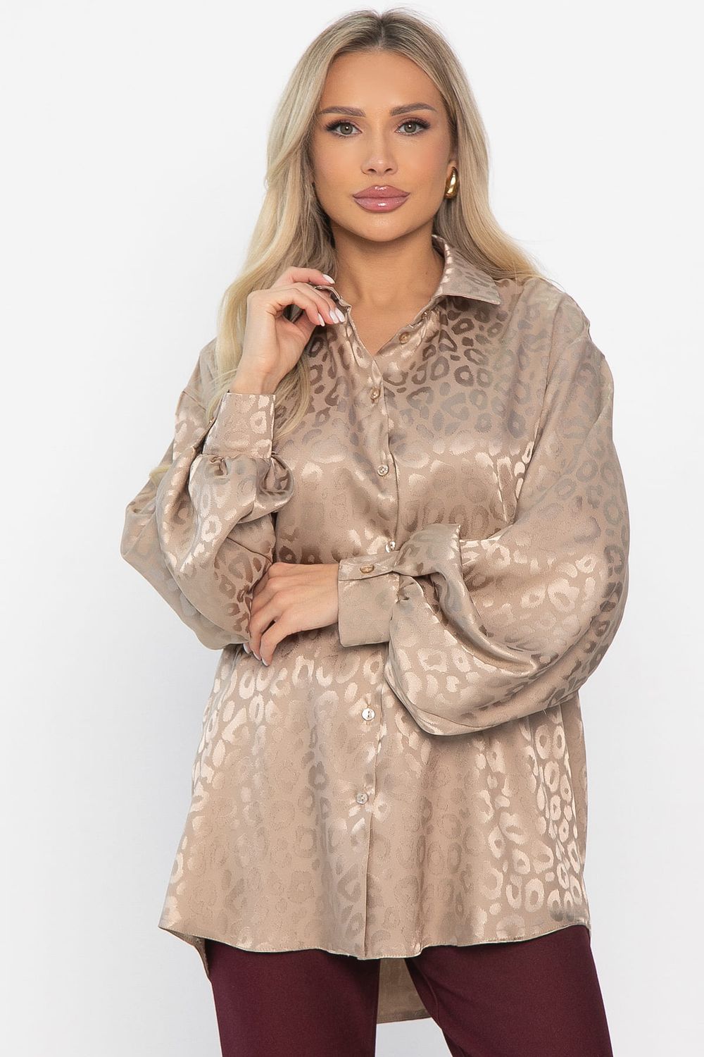 Рубашка атласная Все мысли о тебе (бежевая) Б15352-7М LT Collection