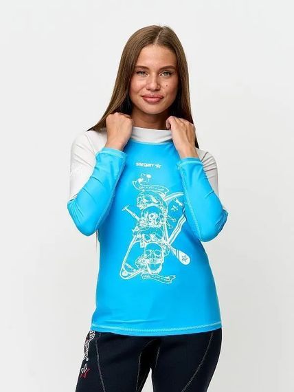 Футболка рашгард лонгслив Sargan Скелетон-Сап UPF 50+ голубой/белый