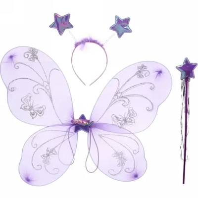 Карнавальный набор (крылья, ободок, палочка) «Фея Рассвет» (крылья 43*40 см), Сиреневый