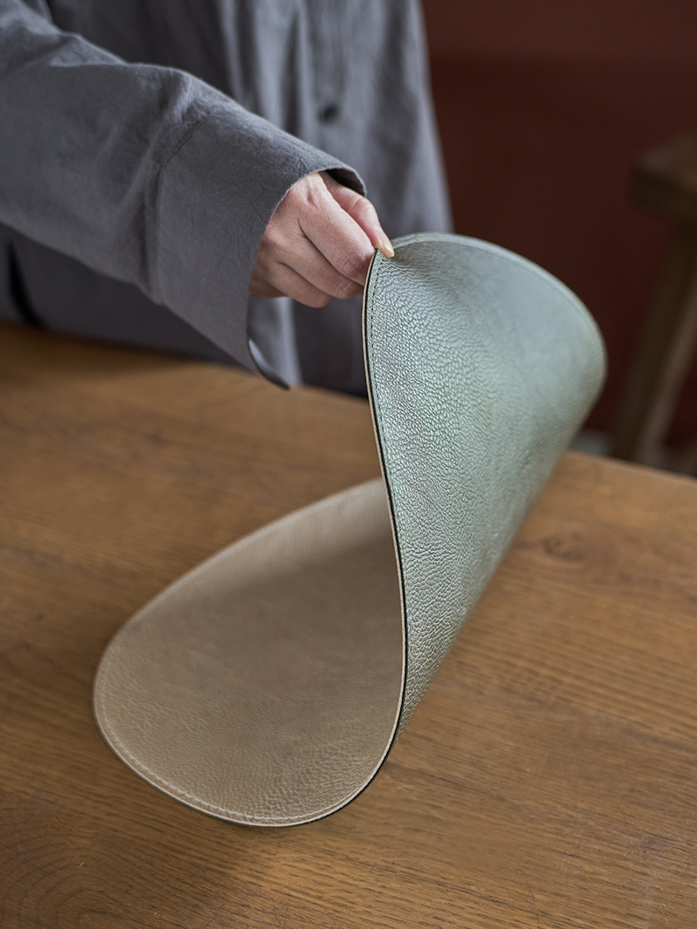 Набор из 4-х двухсторонних сервировочных салфеток drop, 33х41 см, зеленый/бежевый