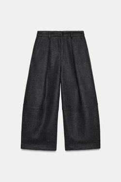 ZARA БРЮКИ BALLOON СО СКЛАДКАМИ, ТЕМНО-СЕРЫЙ